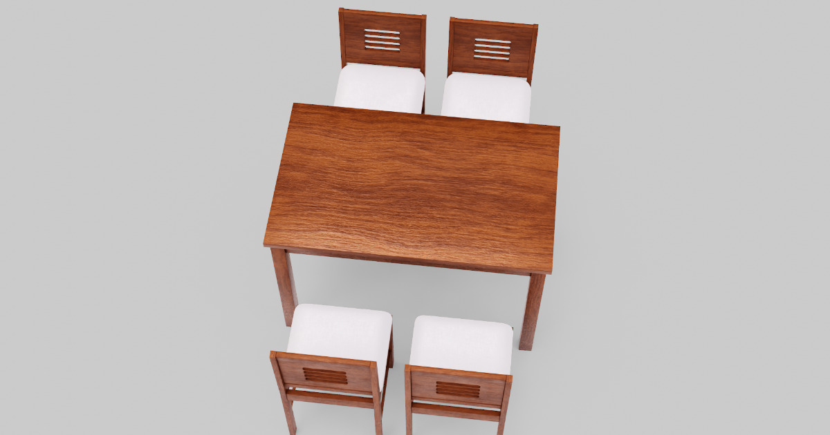 Wooden Dining Table Set with 4 Cushioned Chairs | 3D Furniture | Unity ...