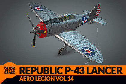 Republic P-43 Lancer WW2 Fighter Airplane - Low Poly 3D Model