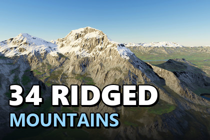 Procedural Ridged Mountains 8K - 34 Terrains
