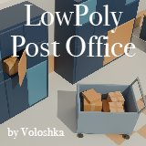 Modular Post Office & Sorting Center Low-Poly