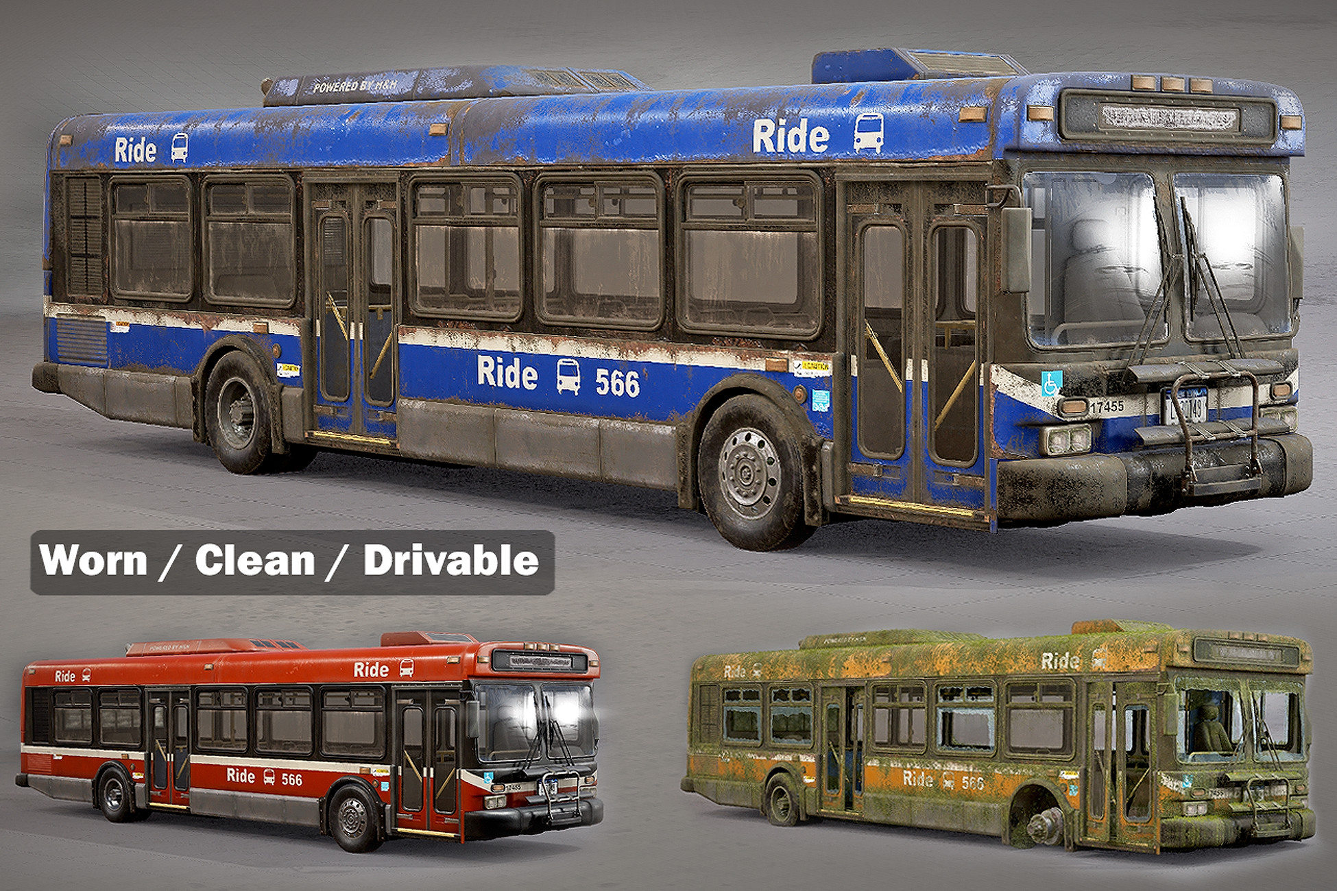 Abandoned City Bus - Drivable | 3D 지상 | Unity Asset Store