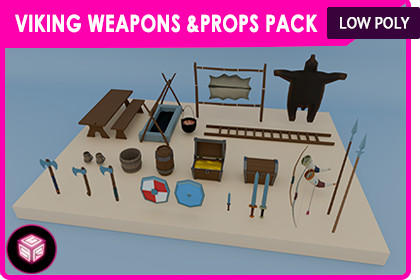 Viking Weapons & Props Pack – Stylized Low Poly