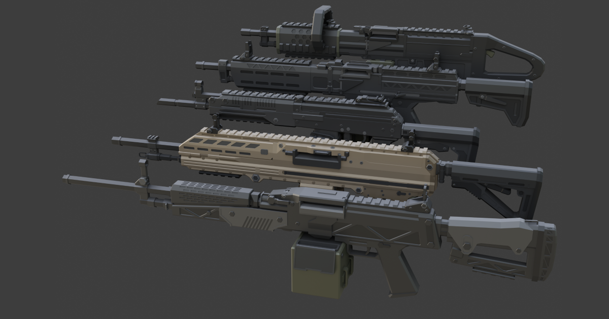 Low Poly LMG Weapon Pack 3 | 3D Guns | Unity Asset Store