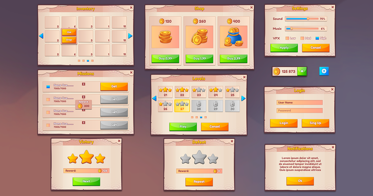 Paper GUI pack | 2D GUI | Unity Asset Store