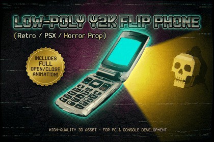 Low-Poly Y2K Flip Phone & Flashlight (Retro / PSX / Horror Prop)