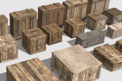 Wooden Crates Set