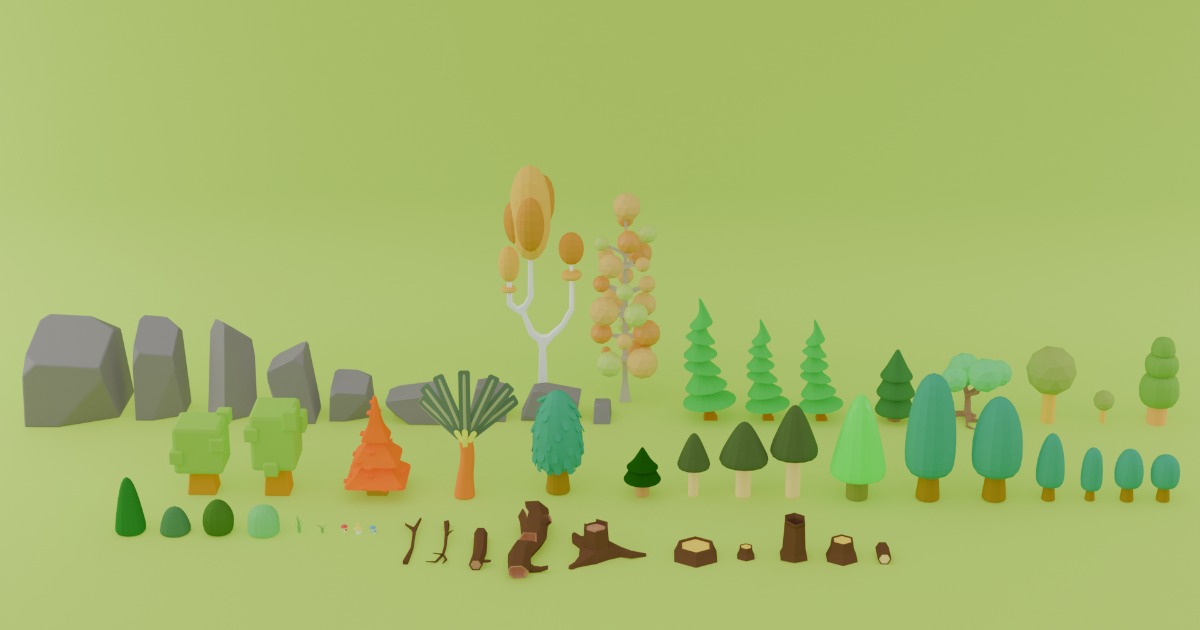 Low Poly Nature Pack - 50+ Stylized Assets | 3D Trees | Unity Asset Store