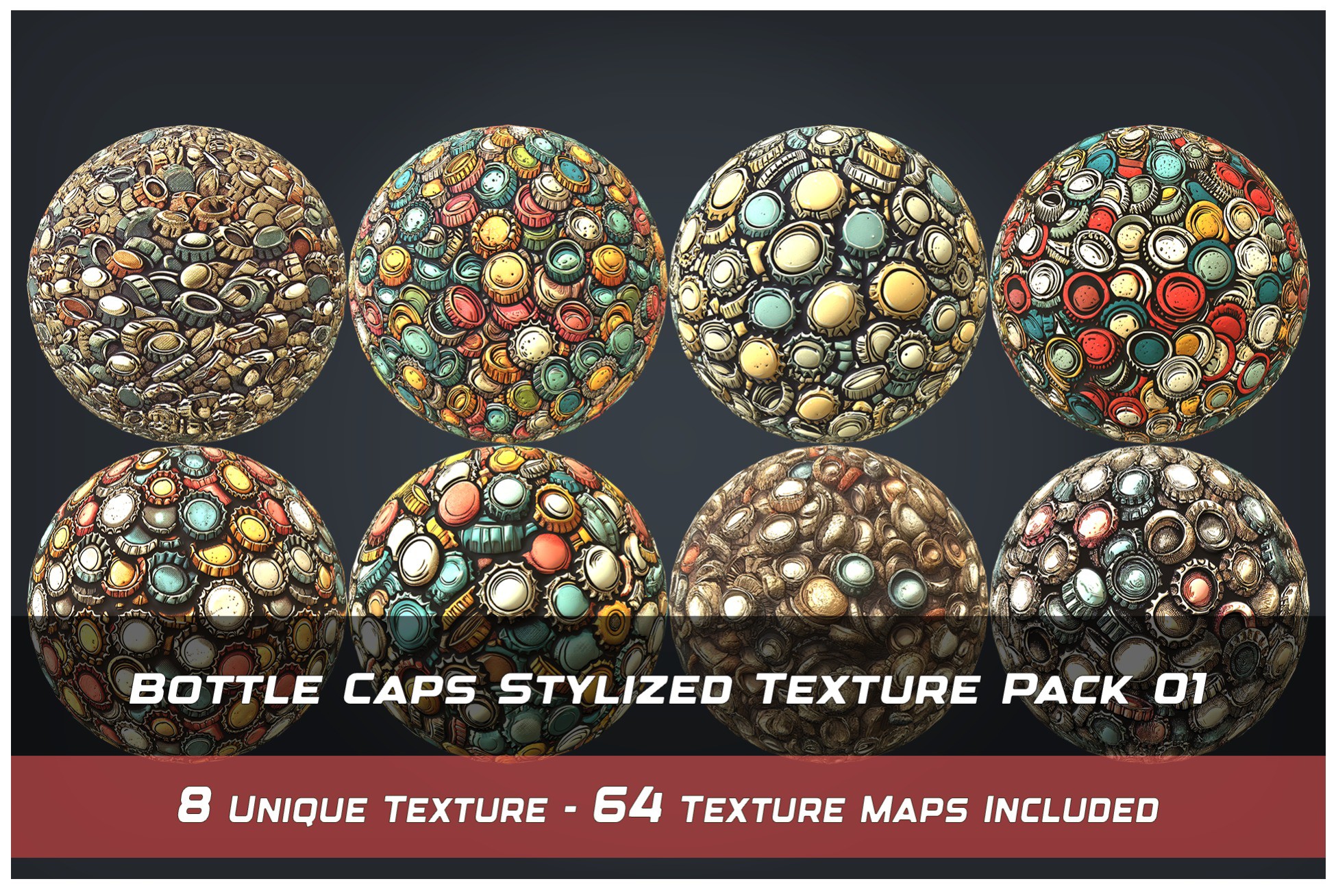 Bottle Caps Stylized Texture Pack 01 | 2D Textures & Materials | Unity ...