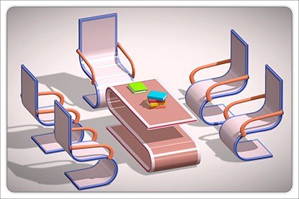 Meeting Table & Chair Set – 3D Modern Stylish Furniture Collection (Low Poly)