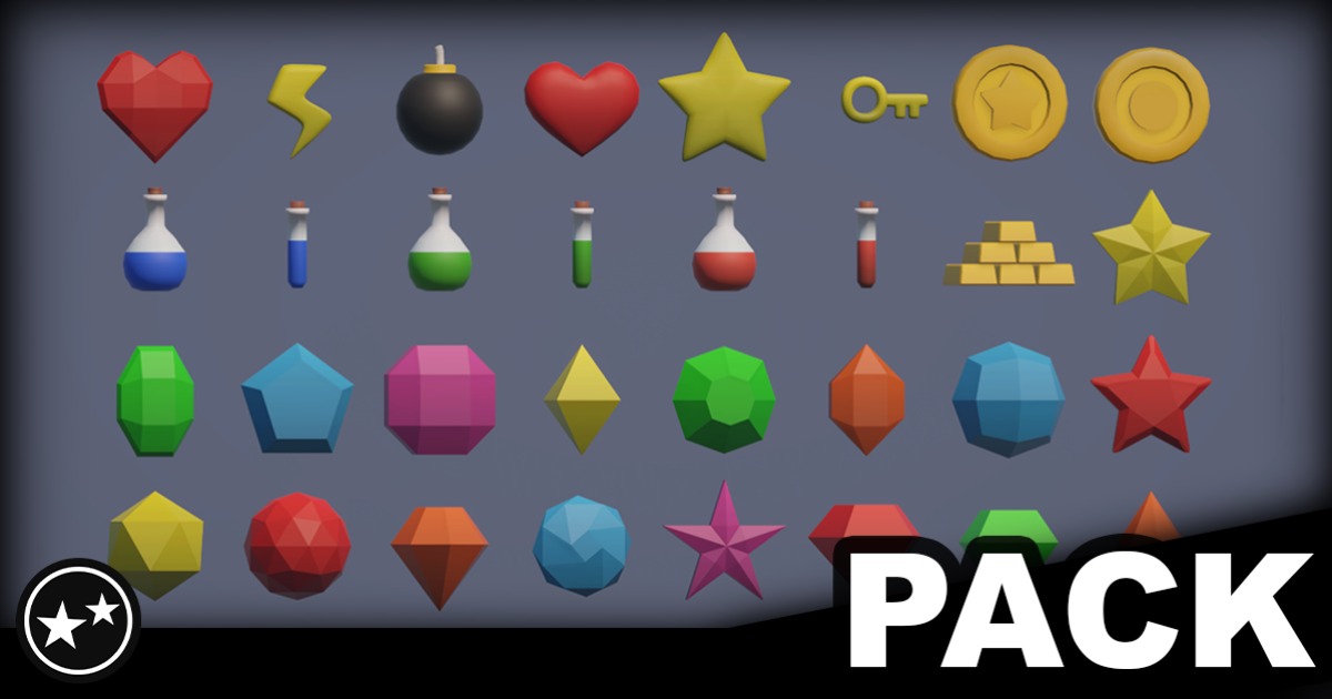 Simple Gems and Items Ultimate Animated Customizable Pack | 3D Props ...