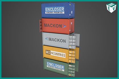 5 Cargo Container 20ft Single Mat URP HDRP Textures