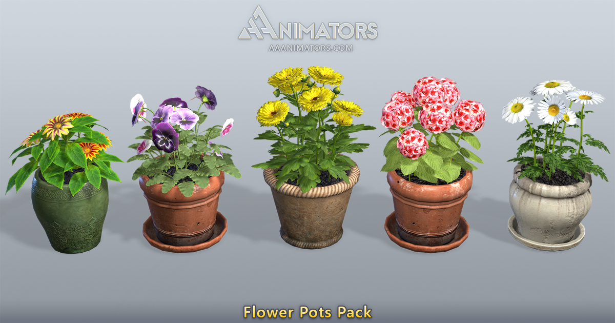 Low poly Flower pots packs | 3D Flowers | Unity Asset Store