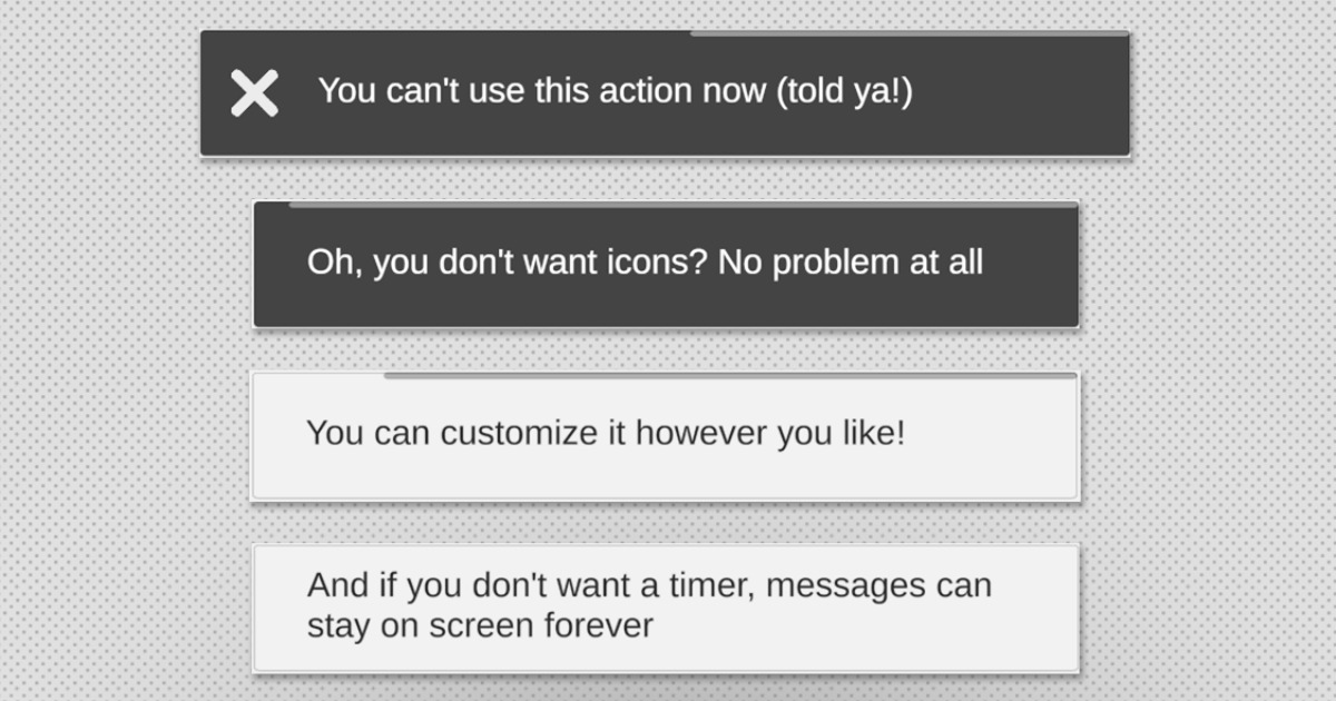 Toast Notification Message | GUI Tools | Unity Asset Store