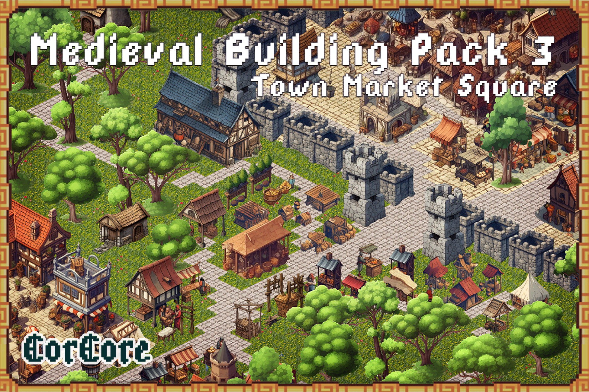 Medieval Building Pack 3 CorCore Town Market Square 2D 环境 Unity