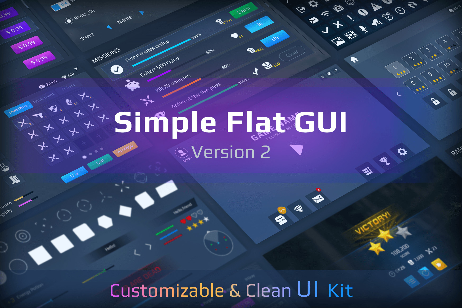 Simple Flat GUI Pack V2 | 2D GUI | Unity Asset Store