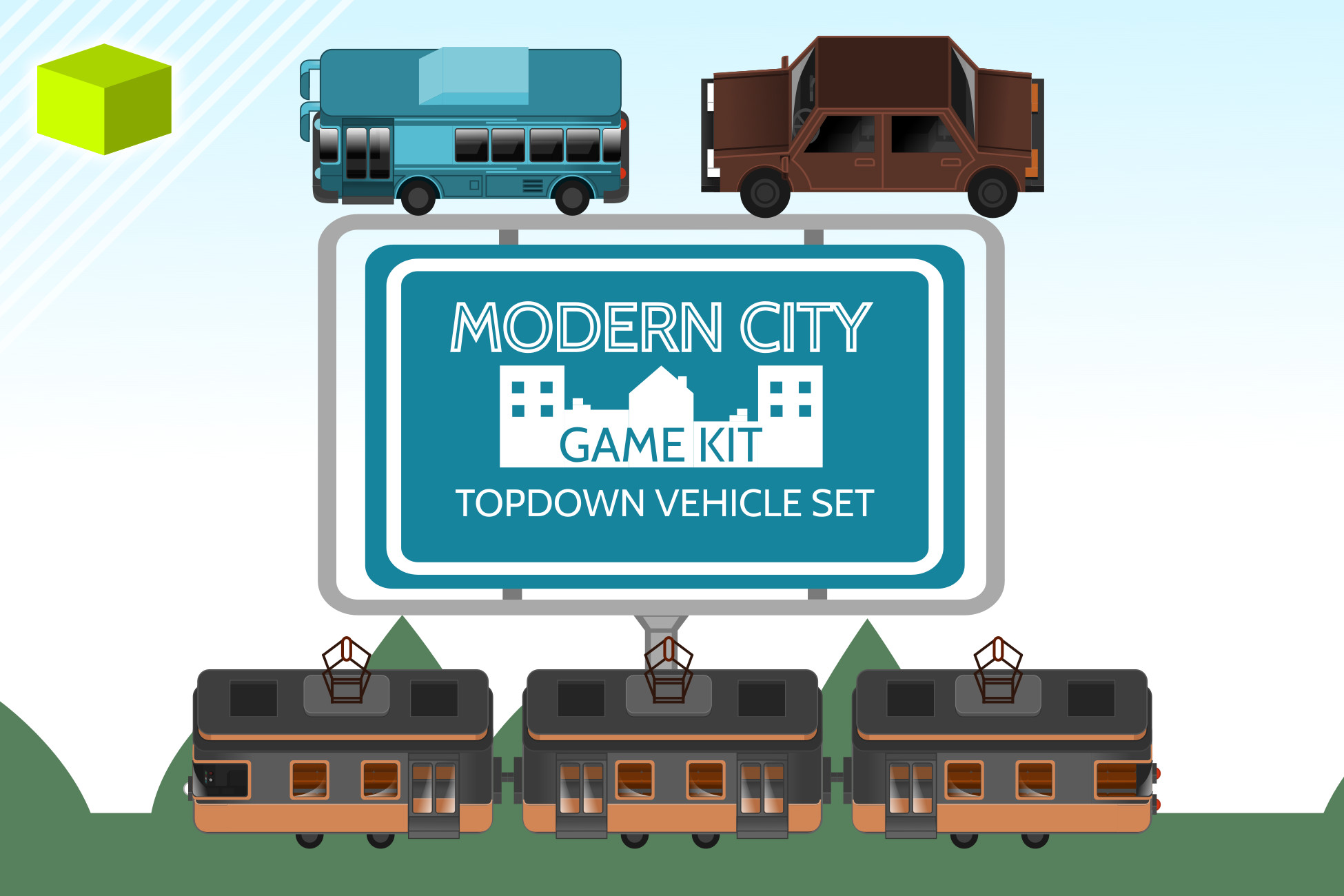 Modern City Game Kit Vehicle Set 2D Environments Unity Asset Store