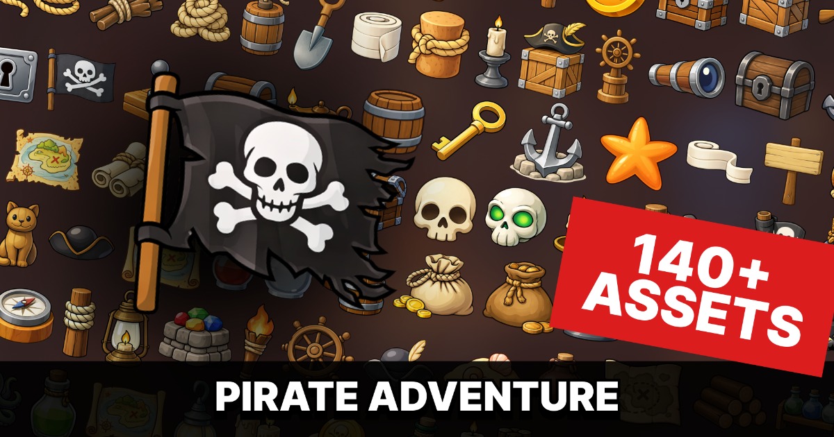 Pirate Adventure Props Icons Pack RPG Survival Strategy and Exploration Games