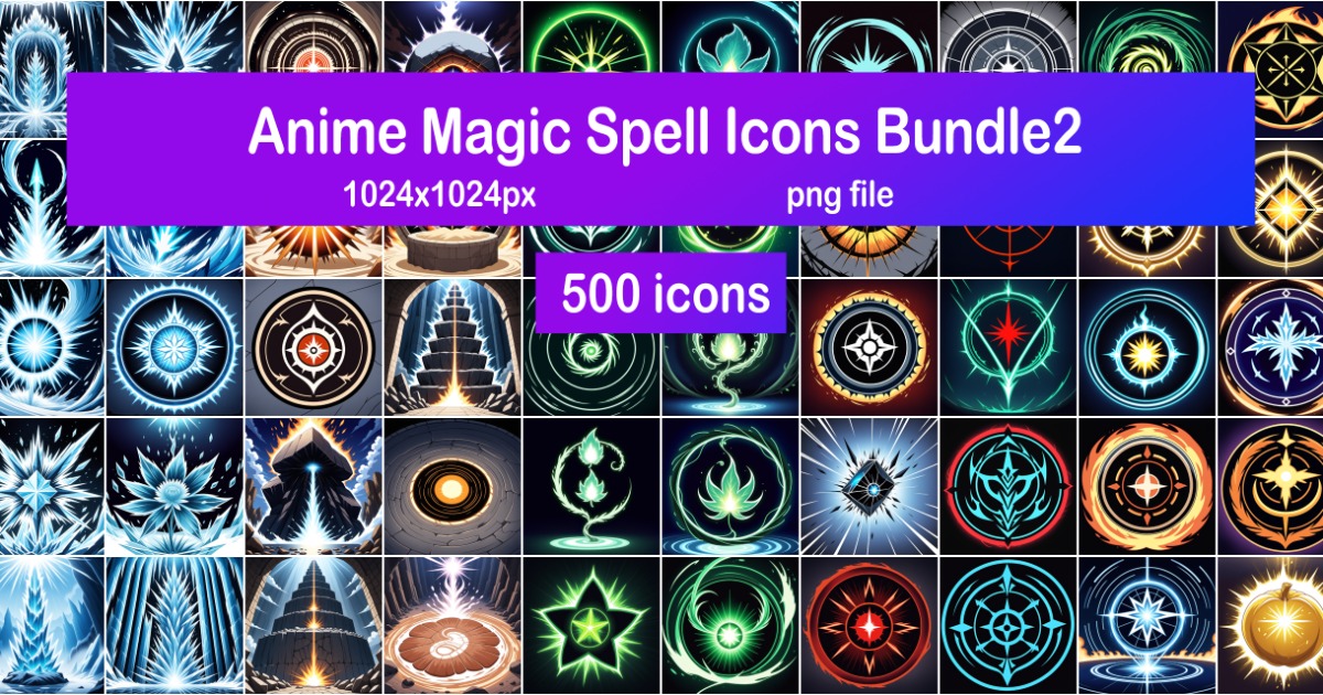 Pso2 Spells Icon Anime Magic Spell Icons Bundle2 | 2D Icons | Unity Asset Store