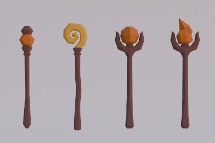 Fantasy Staves & Spell books - Low Poly Pack