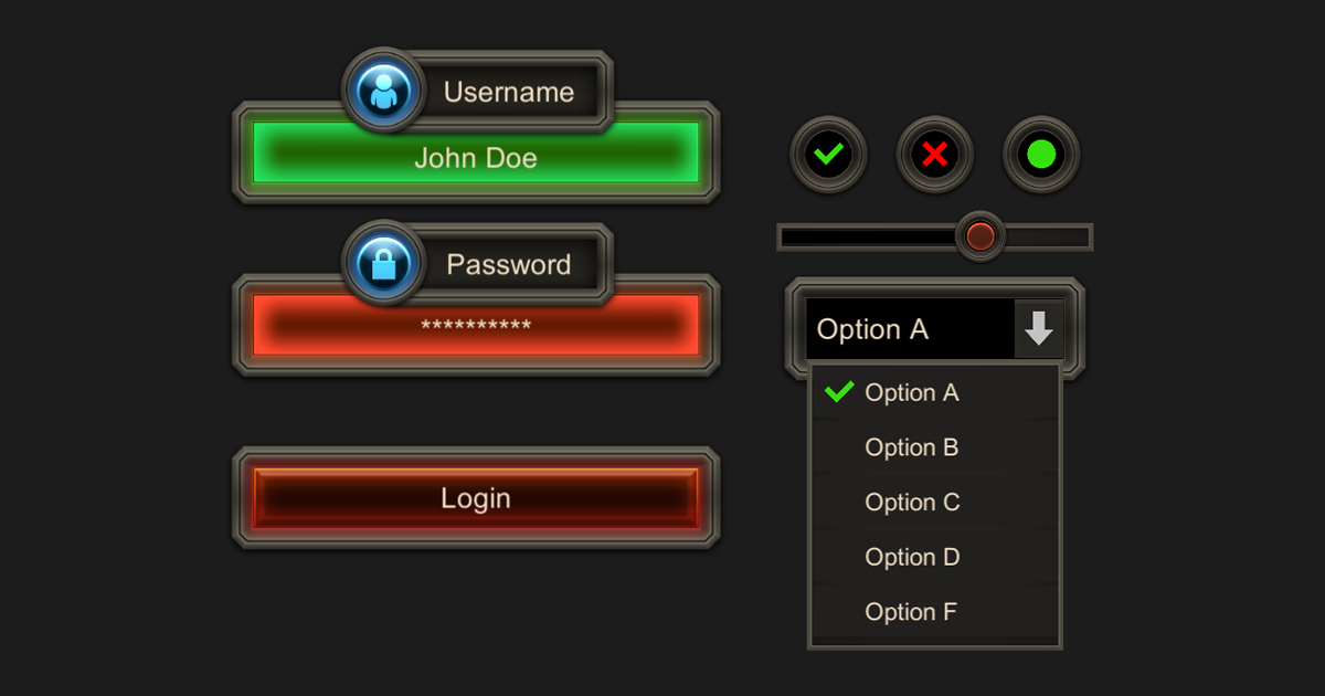 MMORPG UI Login Elements | 2D GUI | Unity Asset Store