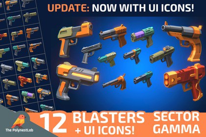 Sci-Fi Low Poly Energy Blasters - Sector Gamma | Cosmic Retro