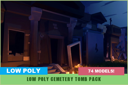 Low Poly Cemetery Kit: NecroPOLY - Tombs Module