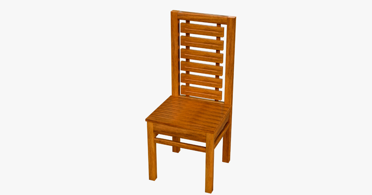 Straight Slat Back Wooden Chair 3D Model | 3D Furniture | Unity Asset Store