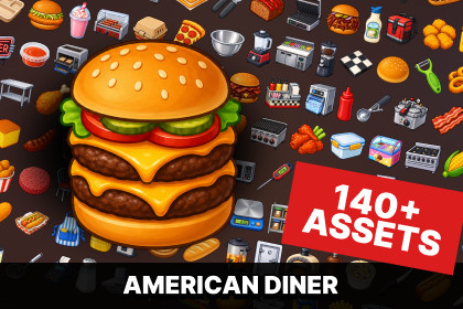 Fast Food Diner Restaurant Kitchen Cooking Equipment Icons Pack