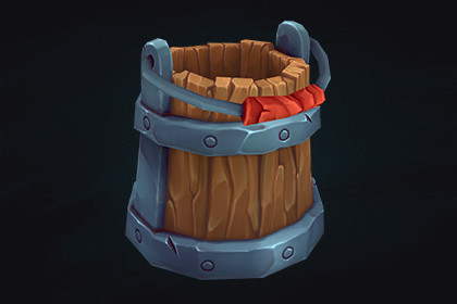 Low Poly Stylized Bucket – Hand-Painted Game-Ready 3D Asset