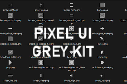 Pixel UI Grey Kit Sprites (32x32px)
