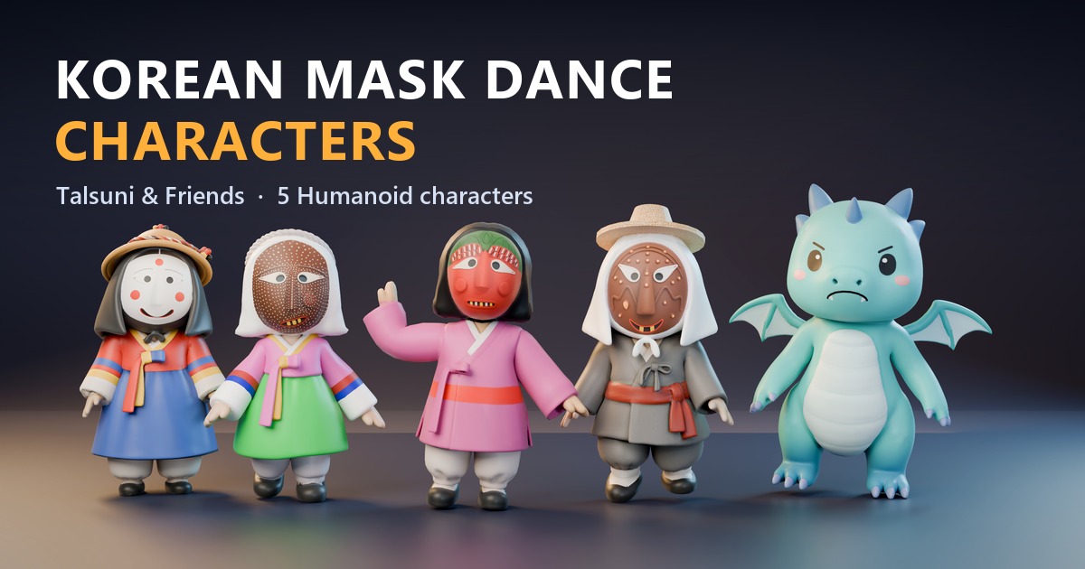 Korean Mask Dance Characters | 3D Humanoids | Unity Asset Store