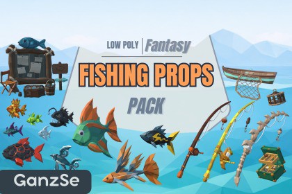 GanzSe Fantasy Low Poly Fishing Props