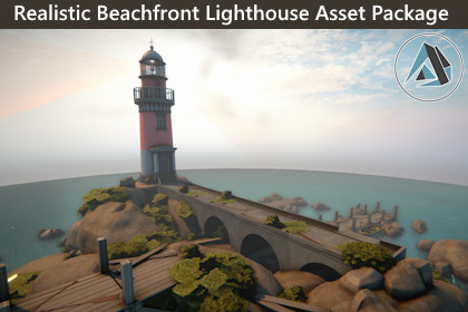 Realistic Beachfront Lighthouse Asset Package