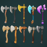 Medieval Axe Set - Game Ready Weapon