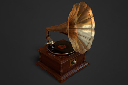 Vintage Gramophone - His Master's Voice (PBR / Game Ready)