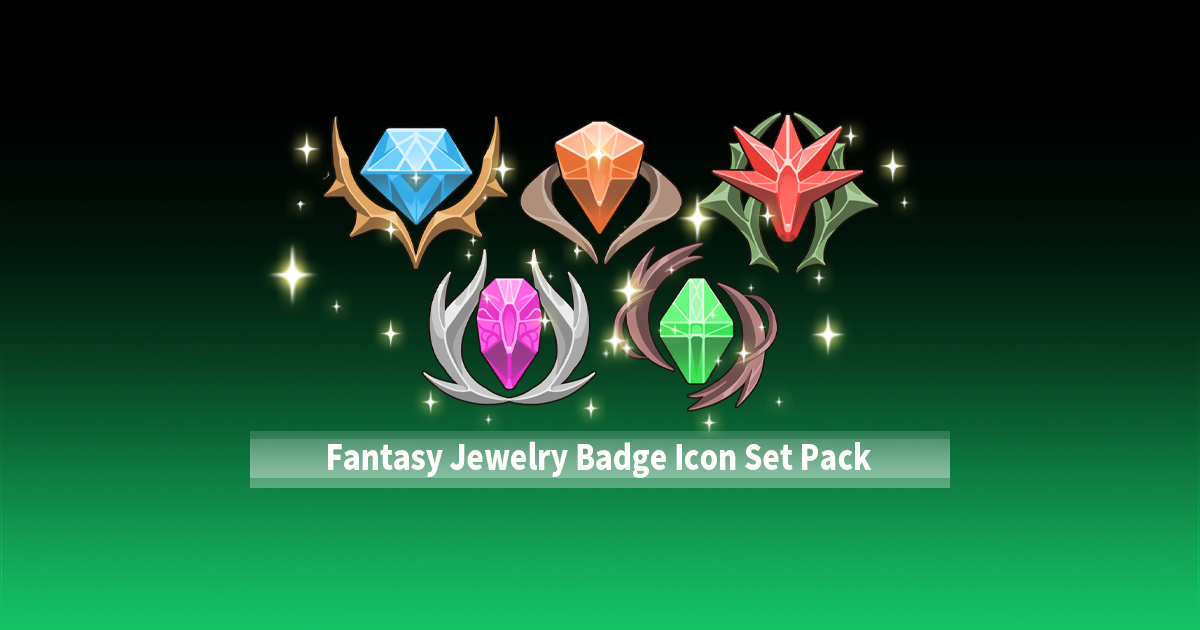 Fantasy Jewelry Badge Icon Set Pack | 2D Icons | Unity Asset Store