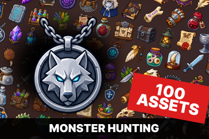 Monster Hunting Fantasy Alchemy Trophies Bestiary Icons Pack