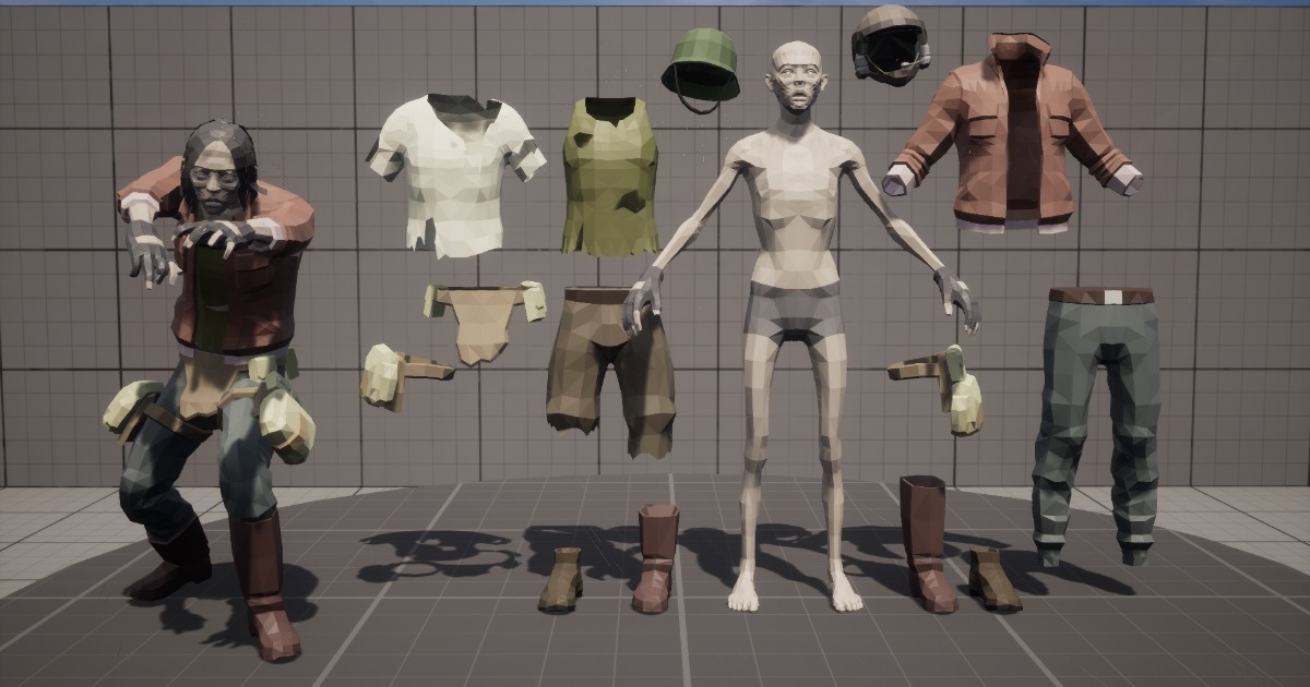 Zombie 01 | Modular Low-Poly Undead Character by UNIGAME STUDIO