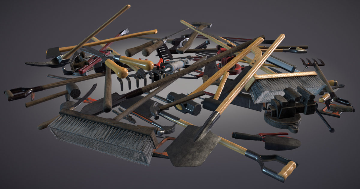 Tool Pack - 40 PBR Hand Tools | 3D Tools | Unity Asset Store