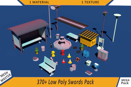 50+ Low Poly Sci Fi Guns Pack