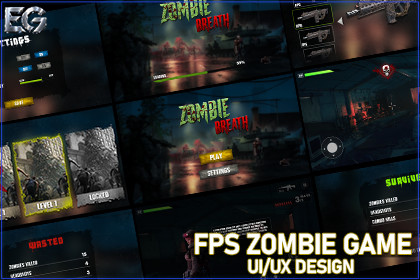 Zombie FPS Game UI – Shooter, Survival & Action HUD (+PSD)