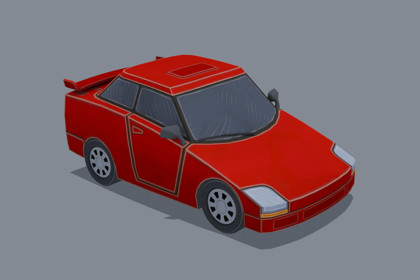 Low Poly Stylized Red Car