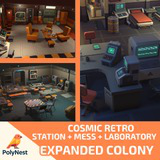 Sci-Fi Low Poly Interior Bundle: Expanded Colony (3-in-1) | Cosmic Retro