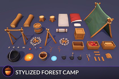 Stylized Forest Camp Props