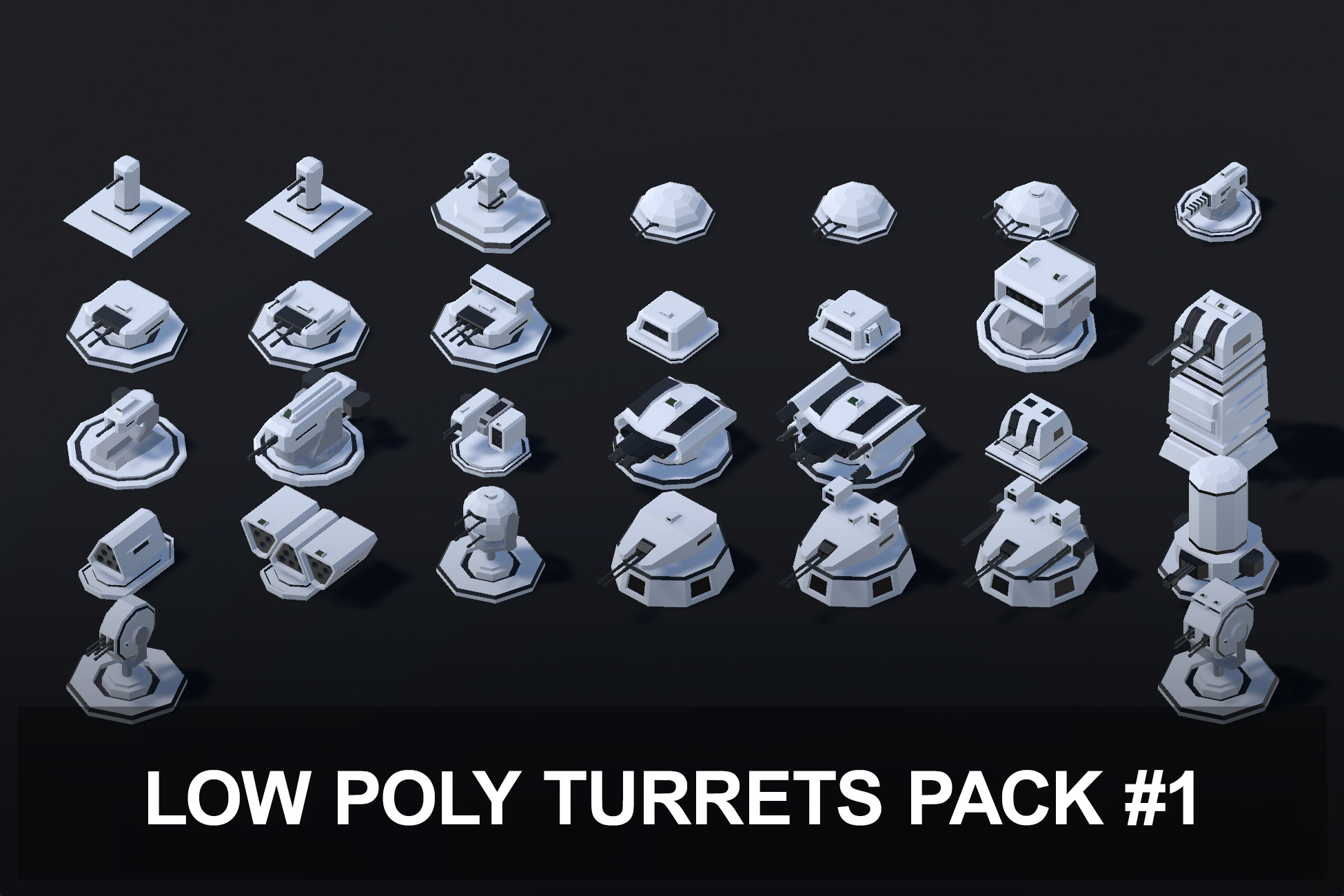 WGX3D - Low Poly Turrets Pack #1 | 3D Guns | Unity Asset Store