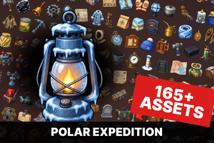 Polar Expedition Survival Steampunk Winter Exploration Icons Pack