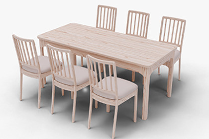 8-Seater Light Wooden Dining Table Set with Cushioned Chairs