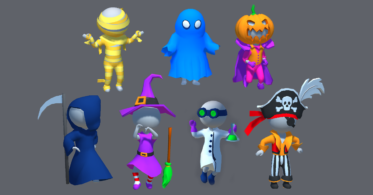 Hyper-Casual Characters Stickman sphere head skins vol.4 Helloween | 3D ...