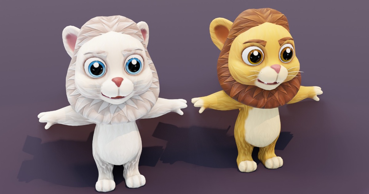 Cartoon Lion Rigged 3D Models Pack Characters Unity Asset Store