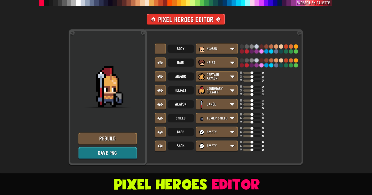 Hero Assets. Examples Pixel Hero Maker | 2D Characters | Unity Asset Store